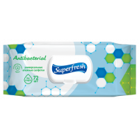 Салфетки влажные "Superfresh" антибактериальные с клапаном, 72 шт.