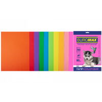 Набір паперу А4 80г/м2 50арк кольоровий 10 кольорів інтенсивний/неоновий, Buromax