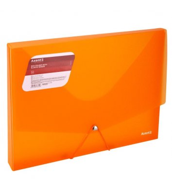 Папка-бокс А4 30мм пластиковая прозрачная оранжевая, Axent