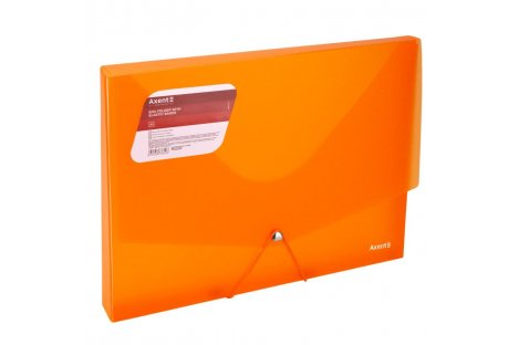 Папка-бокс А4 30мм пластиковая прозрачная оранжевая, Axent