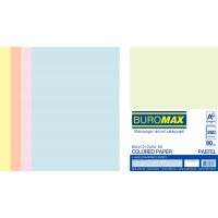 Набор бумаги А4 80г/м2 250л цветной 5 цветов пастельный, Buromax