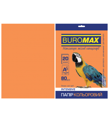 Бумага А4  80г/м2  20л цветная интенсивный оранжевый, Buromax