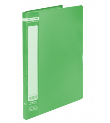 Папка А4 пластиковая с 20 файлами зеленая Jobmax, Buromax