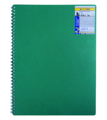 Блокнот A4 80арк клітинка Classic, бічна спіраль зелений, Buromax