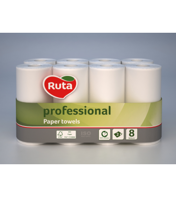 Рушники паперові двошарові 8рул білі Professional, Ruta