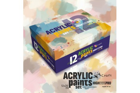 Фарба акрилова 12 кольорів 20 мл, Art Craft Фарба акрилова 12 кольорів 20 мл, Art Craft