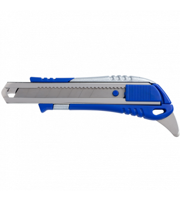 Нож универсальный, ширина лезвия 18мм, металлическая направляющая, с дополнительным крючком, Buromax