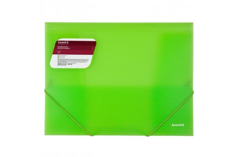 Папка А4 пластиковая на резинках прозрачная зеленая, Axent