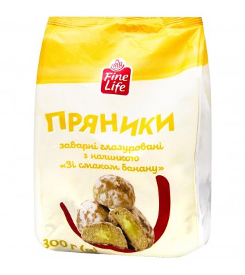 Пряники Fine Life з начинкою Зі смаком банану 300г