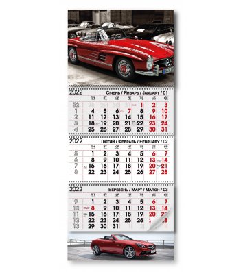 Календарь настенный квартальный на 2022г (3 пружины) "Авто"