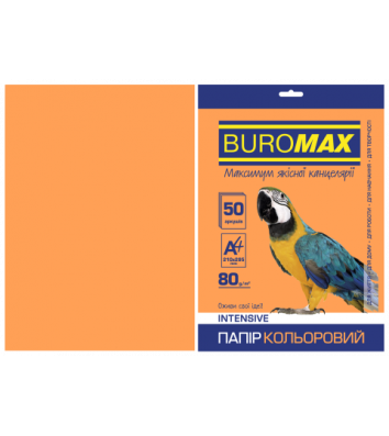 Бумага А4 80г / м2 50л цветная интенсивная оранжевая, Buromax