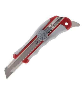 Нож универсальный, ширина лезвия 18мм, металлическая направляющая, с дополнительным крючком, Axent