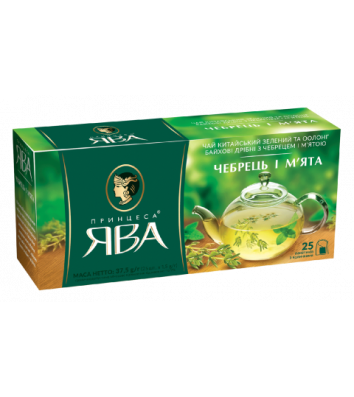 Чай зеленый Принцесса Ява "Чабрец  и мята" в пакетиках 25шт.