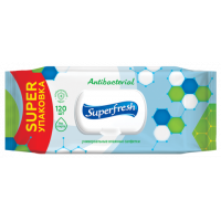 Салфетки влажные "Superfresh" Антибактериальные с клапаном, 120 шт