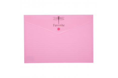 Папка-конверт А4 на кнопці пластикова Favourite Pastel рожева, Buromax