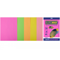 Набір паперу А4 80г/м2 50арк кольоровий 5 неонових кольорів, Buromax