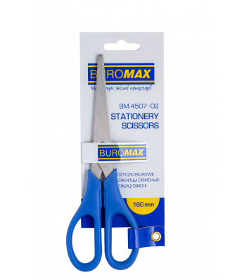Ножницы 16см ручки пластиковые синие, Buromax