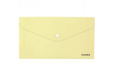 Папка-конверт DL на кнопке пластиковая желтая Pastelini, Axent