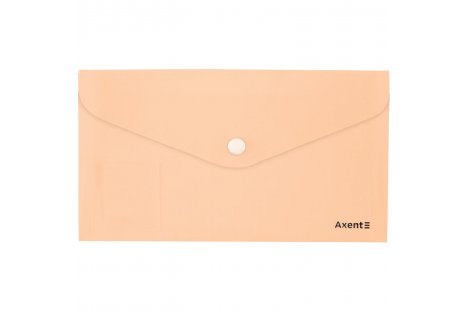 Папка-конверт DL на кнопке пластиковая персиковая Pastelini, Axent