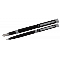 Набір ручка кулькова та ручка перова, колір корпусу чорний матовий, Regal