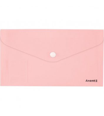 Папка-конверт DL на кнопці пластикова рожева Pastelini, Axent