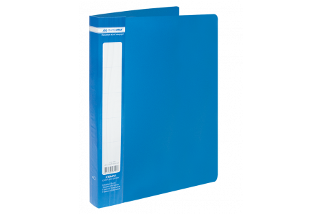 Папка А4 пластиковая 40 файлами синяя Jobmax, Buromax