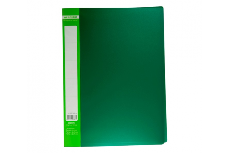 Папка А4 пластиковая 30 файлами зеленая Jobmax, Buromax