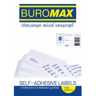 Етикетки самоклейні 105*37,5мм 16шт на аркуші 100арк/упак білі, Buromax