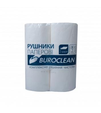 Рушники паперові двошарові 2рул білі, Buroclean