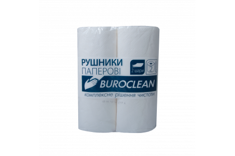 Рушники паперові двошарові 2рул білі, Buroclean