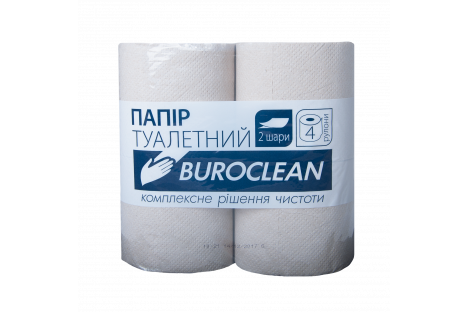 Папір макулатурний туалетний двошаровий 4рул/уп Buroclean, сірий