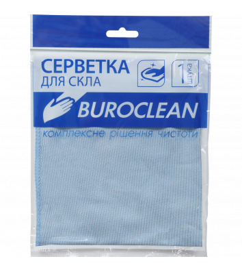 Серветка мікрофібра для скла та дзеркал 1шт 30*30см, BuroClean