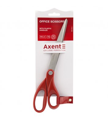 Ножиці 25см ручки пластикові червоні Welle, Axent