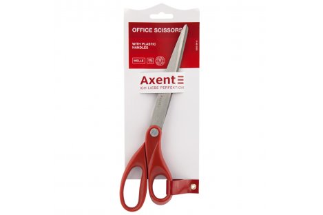 Ножиці 25см ручки пластикові червоні Welle, Axent