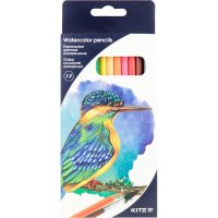 Карандаши цветные акварельные 12шт шестигранные "Птицы", Kite