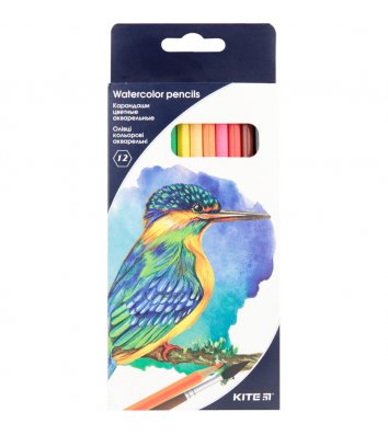 Олівці кольорові акварельні 12шт шестигранні "Птахи", Kite