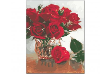 Живопис за номерами "Червоні квіти" 40*50см в коробці, ArtStory