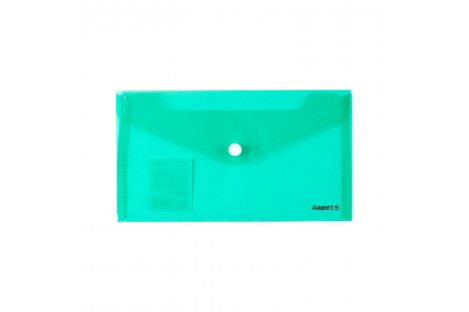 Папка-конверт DL на кнопке пластиковая прозрачная ассорти, Axent