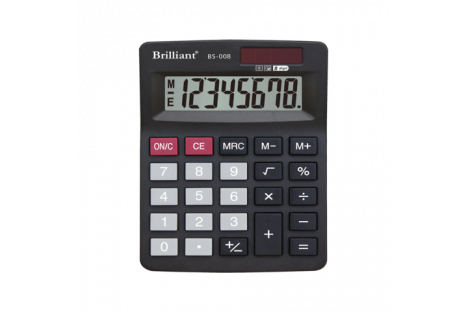 Калькулятор 8 разрядов, 127х88х26мм, Brilliant