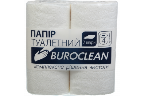 Туалетная бумага двухслойная 4рул/уп Buroclean целлюлозный, белая