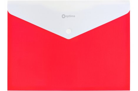 Папка-конверт А4 на кнопке пластиковая непрозрачная с расширением красная, Optima