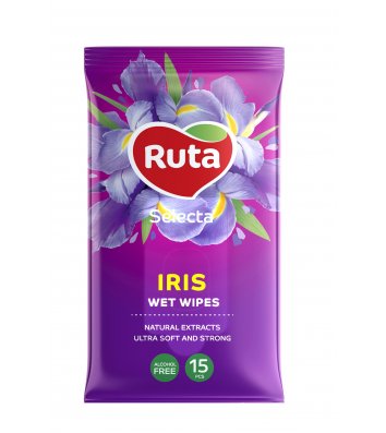 Салфетки влажные 15шт с экстрактом ириса "Ruta Selecta"