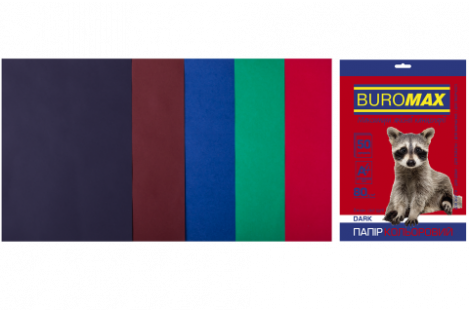 Набір паперу А4 80г/м2 50арк кольоровий 5 темних кольорів, Buromax