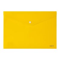 Папка-конверт А4 на кнопці пластикова непрозора жовта, Axent
