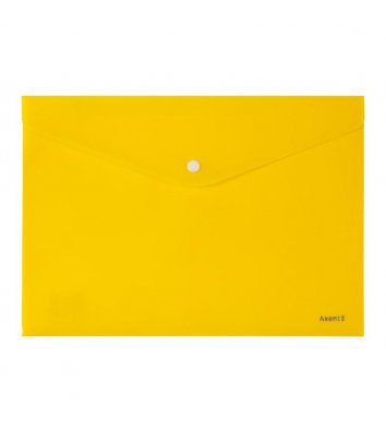 Папка-конверт А4 на кнопке пластиковая непрозрачная желтая, Axent
