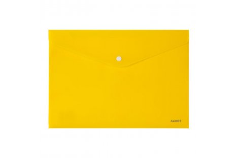 Папка-конверт А4 на кнопке пластиковая непрозрачная желтая, Axent