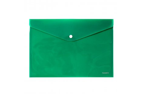 Папка-конверт А4 на кнопці пластикова непрозора зелена, Axent