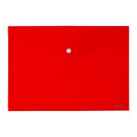 Папка-конверт А4 на кнопці пластикова непрозора червона, Axent