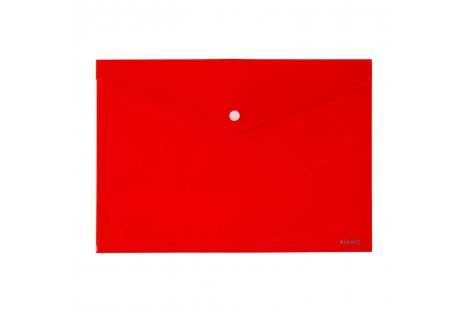 Папка-конверт А4 на кнопке пластиковая непрозрачная красная, Axent