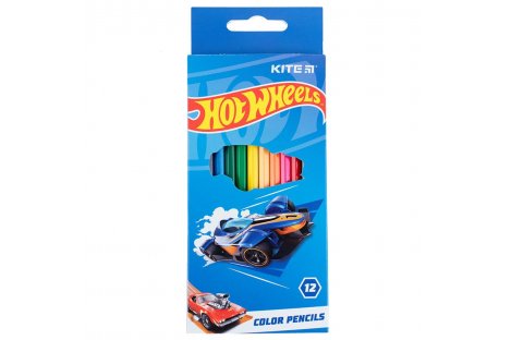 Карандаши цветные 12шт трехгранные "Hot Wheels", Kite